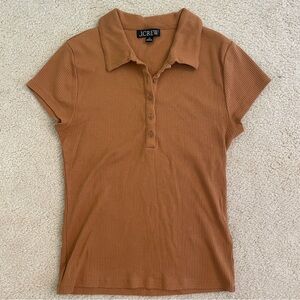 J. Crew Brown Fitted Button Down Polo Top